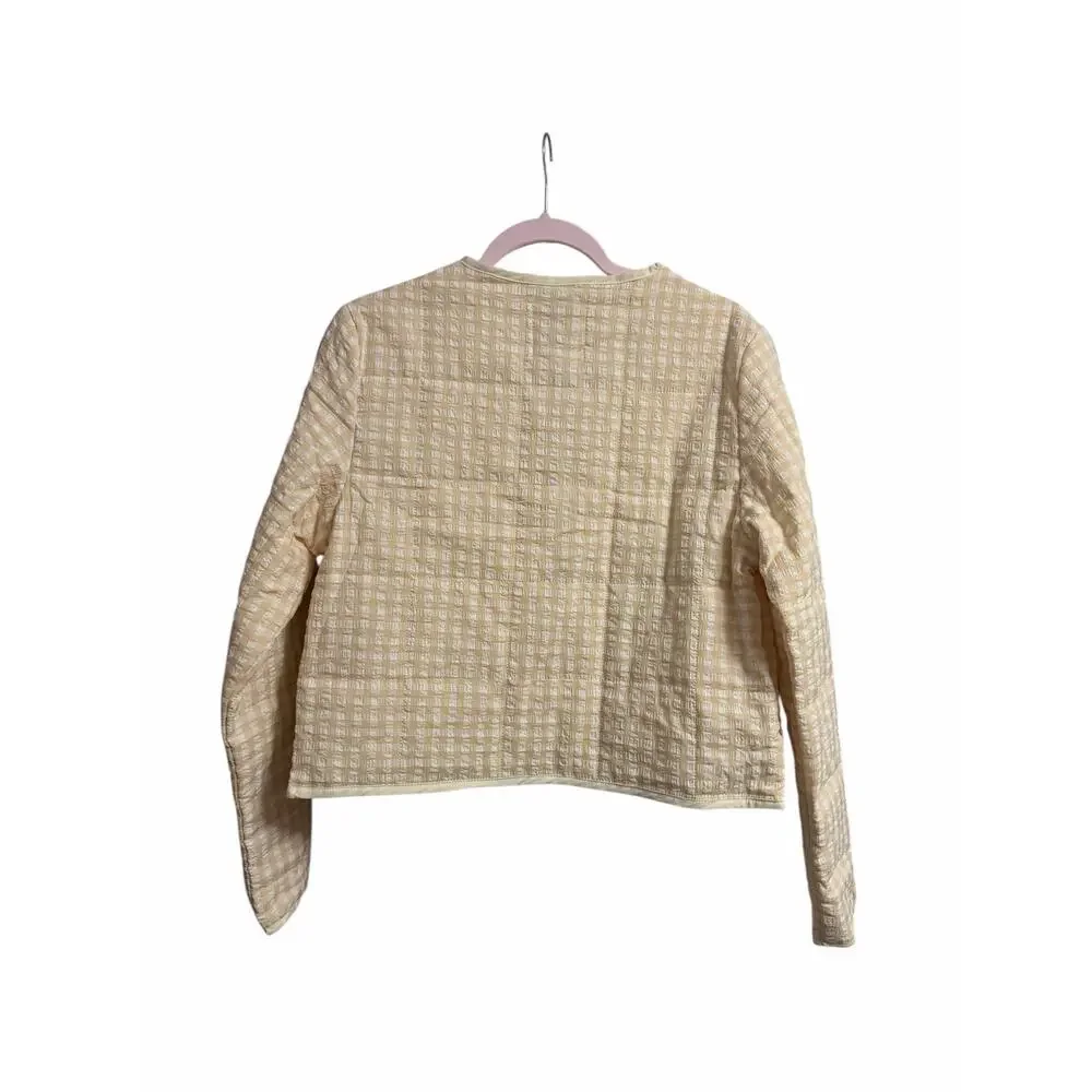 Stoosh Gingham Quilted Tie-Front Jacket Sz M Beige Cream Cottagecore NWT - Picture 4 of 6